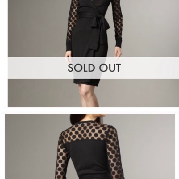 Diane Von Furstenberg Linda Wrap Dress Black Sz L - Picture 2 of 9